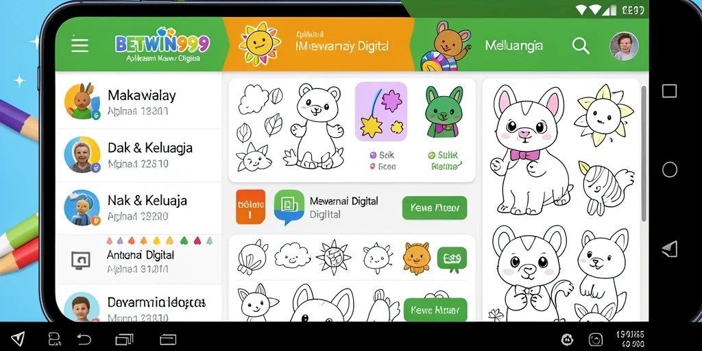 Antarmuka BETWIN999 dengan fitur Mewarnai Digital yang menarik.