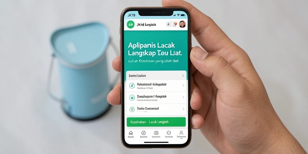 Antarmuka aplikasi JKT8 dengan fitur Lacak Langkah yang menarik.
