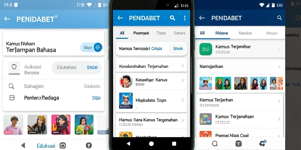 Antarmuka aplikasi Kamus Terjemahan PENIDABET yang ramah pengguna.