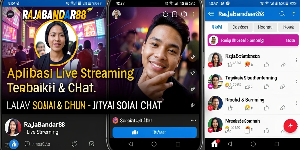 Antarmuka aplikasi RAJABANDAR88 saat Live Streaming dengan fitur interaksi.
