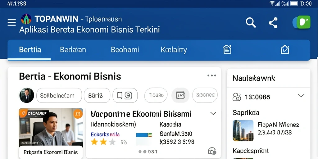 Antarmuka TOPANWIN yang informatif untuk berita Ekonomi Bisnis.
