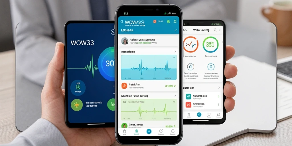 Screenshot utama WOW33 menampilkan antarmuka detak jantung yang informatif.