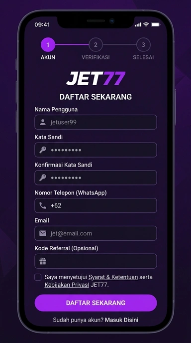 Cara Mudah Daftar Akun jet77 untuk Pengguna Android